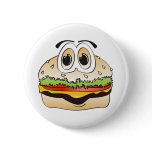 Hamburger Cartoon Pinback Buttons