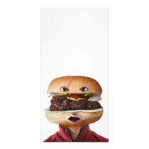 Hamburger Head Man over white Personalized Photo Card