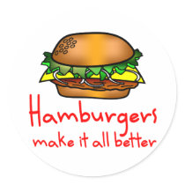 Hamburger Lover Round Sticker