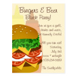 Hamburgers et bière, invitation de partie de bloc cartes postales