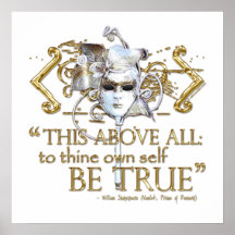 Hamlet "own self be true" Quote (Gold Version) Posters