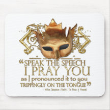 Hamlet "speak the speech ..." Quote (Gold Version) Mousepads