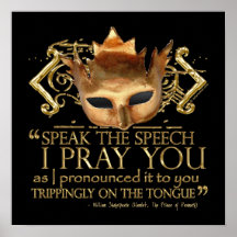Hamlet "speak the speech ..." Quote (Gold Version) Print