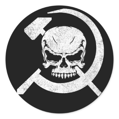 Hammer and Sickle with Skull Round Stickers by GrungeFactory