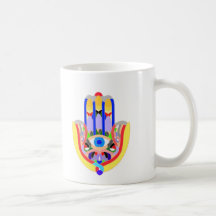 Hamsa - very colourful coffee mugs