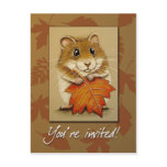 Hamster & Autumn Leaf  -  Postcard