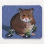 HAMSTER AVEC DES MARBRES : TAPIS DE SOURIS D'ART
