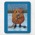 HAMSTER AVEC LE BÂTON DE HOCKEY : ART TAPIS DE SOURIS