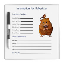 Hamster avec l'oiseau :  L'information de babysitt Tableaux Effaçables Blancs