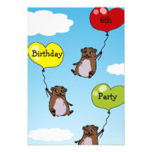 Hamster balloons, 6th birthday party invite