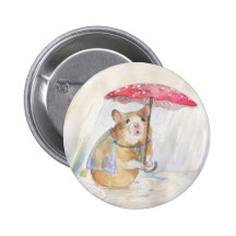 Hamster dans le champignon drôle de pluie badges avec agrafe