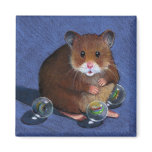 HAMSTER, MARBLES: COLOR PENCIL ART FRIDGE MAGNETS