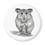 HAMSTER WITH PEANUT, PENCIL ART REFRIGERATOR MAGNET