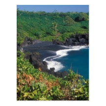 Hana Black Sand Beach Maui Hawaii Post Card