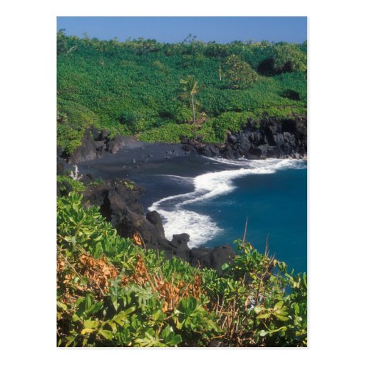 Hana Black Sand Beach Maui Hawaii Post Card
