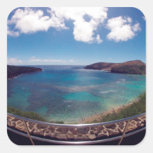 Hanauma Bay Hawaii Square Stickers