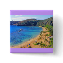 Hanauma Bay, Honolulu, Oahu, Hawaii View Pinback Button