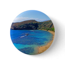 Hanauma Bay, Honolulu, Oahu, Hawaii View Pinback Button