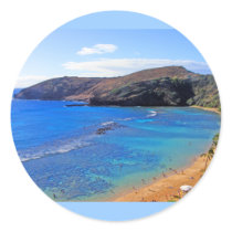 Hanauma Bay, Honolulu, Oahu, Hawaii View Round Sticker