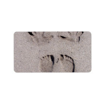 Hand and Feet prints in Florida beach sand Custom Address Label