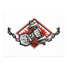 Hand Bursting With Dumbbell In Chains Post Cards