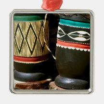 Hand carved drums, Livingston, Zambia Christmas Ornaments