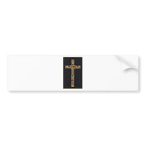 Hand Carved Gold Cross Bumper Stickers