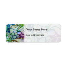 Hand Carved Leaves and Flowers - in Green Blue Labels