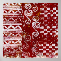 Hand Carved Patterns on Red Canvas Print