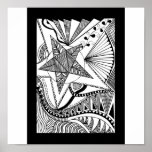 hand drawn abstract star poster