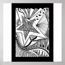 hand drawn abstract star poster