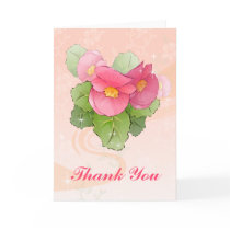 Hand drawn pink begonias greeting card