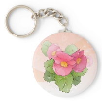 Hand drawn pink begonias key chains