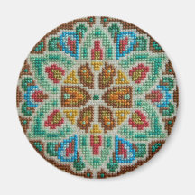 Hand embroidered bright flower refrigerator magnets