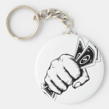 Hand Fist With Cash Illustration Keychains