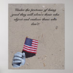 hand flag in sand ts, Under the pretence of doi...