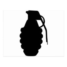 Hand Grenade Outline Silhouette Postcards