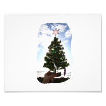 Hand Holding Christmas Tree Beach Sky Ocean Art Photo