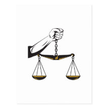 Hand Holding Scales of Justice Postcards