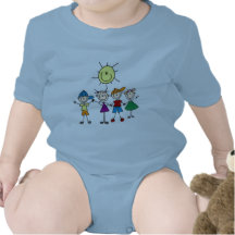 Hand in Hand Stick Figure Kids Tshirts and Gifts