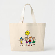 Hand in Hand Stick Figure Kids Tshirts and Gifts Bag