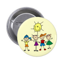 Hand in Hand Stick Figure Kids Tshirts and Gifts Pinback Button