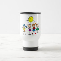 Hand in Hand Stick Figure Kids Tshirts and Gifts Coffee Mug