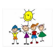 Hand in Hand Stick Figure Kids Tshirts and Gifts Post Cards