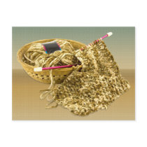 Hand Knitting with Chenille Yarn Postcard