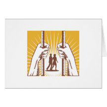 Hand Looking Couple Prison Prisoner Retro Greeting Cards