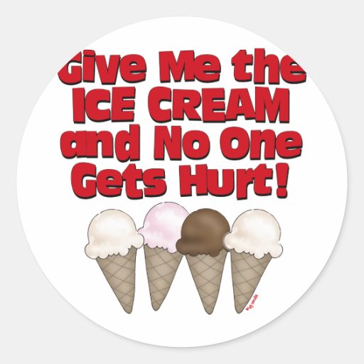 Hand over Ice Cream Round Stickers