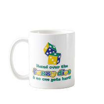 Hand over the fuzzy dice coffee mug