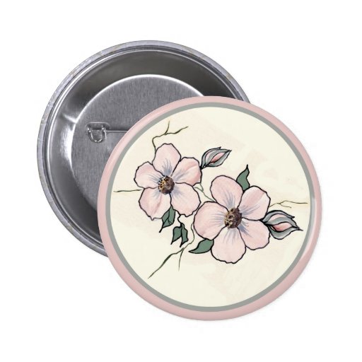 Hand Painted Blossoms Pinback Button