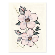 Hand Painted Blossoms Postcard